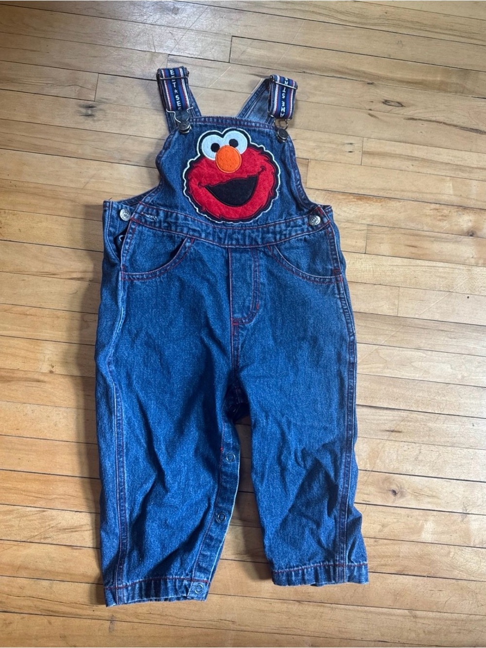 Vintage Elmo Denim Overalls for Kids - Blue
